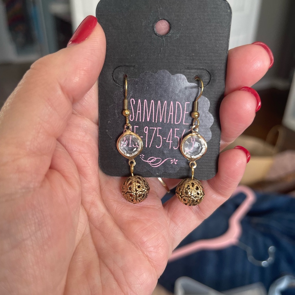 Gold and Crystal Drop Earrings